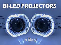 2 X 3 Complete Bi-led Extension Projectors Lenses H1 H7 H4 Halo Cover