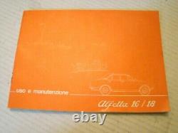 Alfa Romeo Alfetta Booklet Manual Use And Maintenance