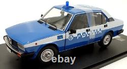 Mitica 1/18 Scale 200017-D Alfa Romeo Alfetta 2000 1978 Polizia White/Blue translates to 'Legendary 1/18 Scale 200017-D Alfa Romeo Alfetta 2000 1978 Police White/Blue' in English.