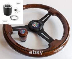 Volant compatible avec Alfa Romeo Bois Noir + Pommeau de vitesse Alfetta