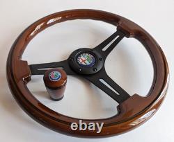 Volant compatible avec Alfa Romeo Bois Noir + Pommeau de vitesse Alfetta