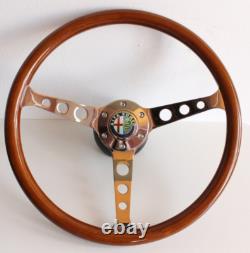 Volant compatible avec Alfa Romeo bois chromé classique Alfetta Alfeta 71-81